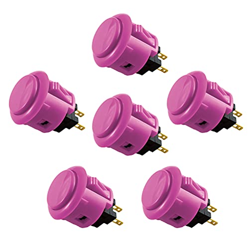SANWA 6 pcs OBSF-24 Original Push Button 24mm - for Arcade Jamma Video Game & Arcade Joystick Games Console (Purple) S@NWA 24mm Purple