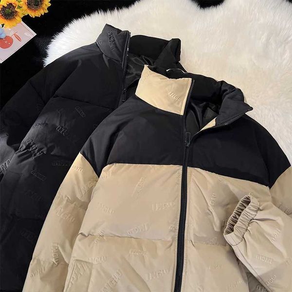Men&#039;s Down Parkas Strtwear Trend Warm Bubble Coat Mens Winter Outdoor Coat Contrast Zippered Jacket Casual Warm Puffer Jacket for Men Y