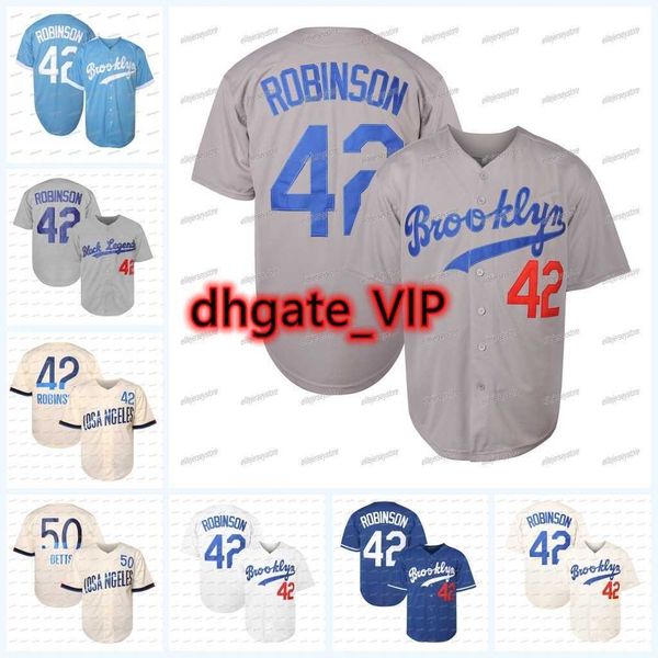 Camisas de beisebol em estoque Brooklyn 42 Robinson 50 Betts Baseball Jersey Polyester Mens Retro Classic Sportswear