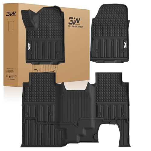 3W Floor Mats Fit for Chevrolet Silverad EV 2024-2025 (WT & RST)-GMC Sierra EV-Sierra EV Denali Accessories TPE All Weather Floor Liner, 1st and 2nd R