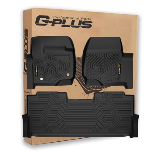 G-PLUS Floor Mats Fit For Ford F250 F350 F450 F550 Super Duty Crew Cab 2017-2024 with Under Seat Storage, All Weather TPE Custom Fit Heavy Duty Floor