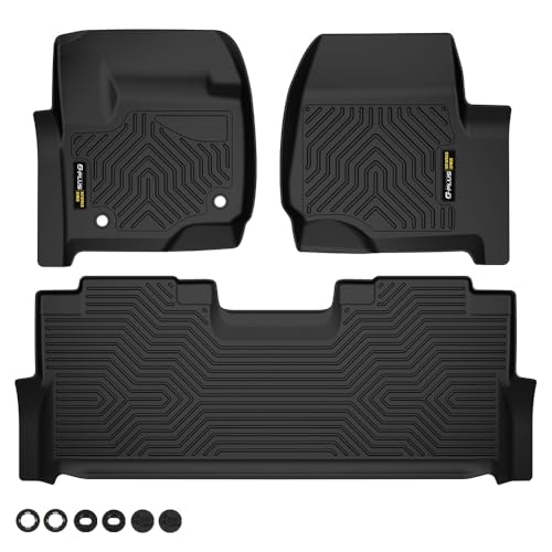 G-PLUS TPE Floor Mats Cargo Liners,Compatible with Ford F250 F350 F450 F550 Super Duty Crew Cab (4 Full Size Doors) 2017-2024,Black Floor Liners Front