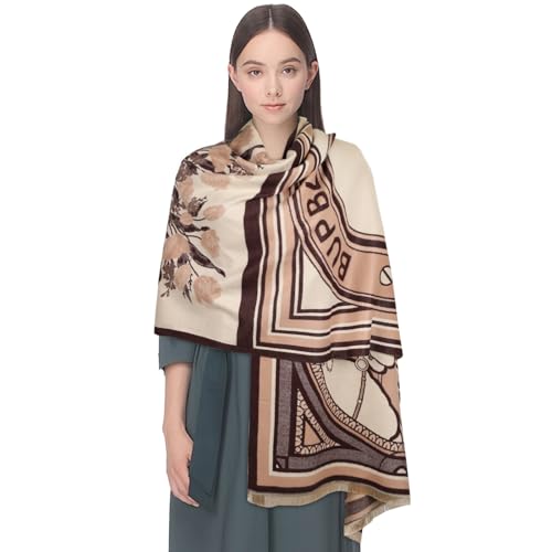 EXTREE Women's Scarf Pashmina Shawls and Wraps for Evening Dress Bridesmaid Wedding Bridal Winter Warm Long Large Scarves Elegant Apricot Unicorn Rice