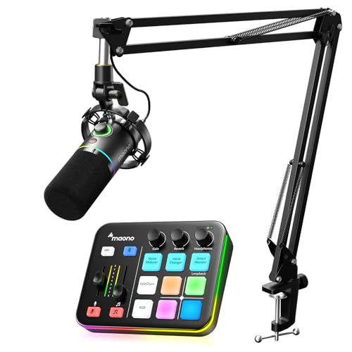 MAONO Podcast Equipment Bundle: Audio Interface and USB-XLR Dynamic Microphone-MaonoCaster G1 NEO+PD200XS Black