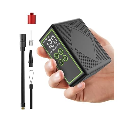 Bike Pump - Metal-Cylinder 150PSI Portable Electric Pump with Pressure Gauge, Rechargeable Mini Bicycle-Moto Tire Inflator, 0 to Full in 1 Min20s for