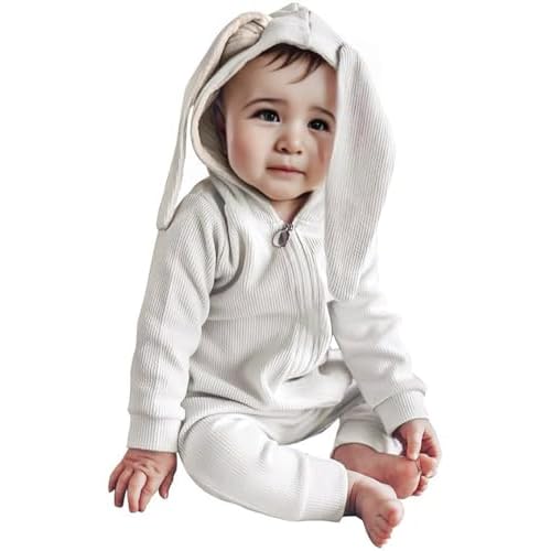 ROYLAMP Rompers My 1st Bunny Outfit Baby Jumpsuit Infant sleeveless Cute Kids Bodysuit With Hat 3-6 Months C-white-2