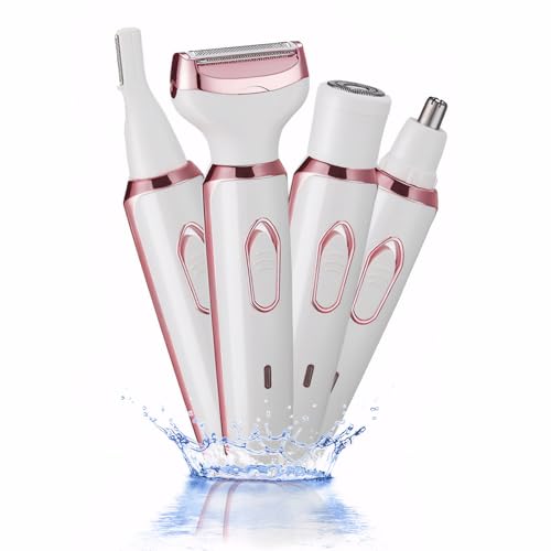 Electric Razors for Women, 4-in-1 Women’s Facial Hair Removal, Face Shaver Ebrow Trimmer Pubic Bikini Trimmer Portable Ladies Shaver Womens Razors f