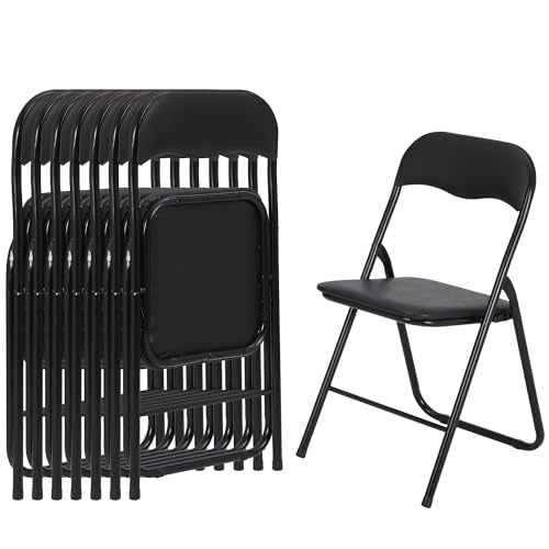 Garvee Folding Chairs with Padded Seats, for Desks Home Office Steel Guest Reception Party Poker Stackable Conference Chairs - Set of 8