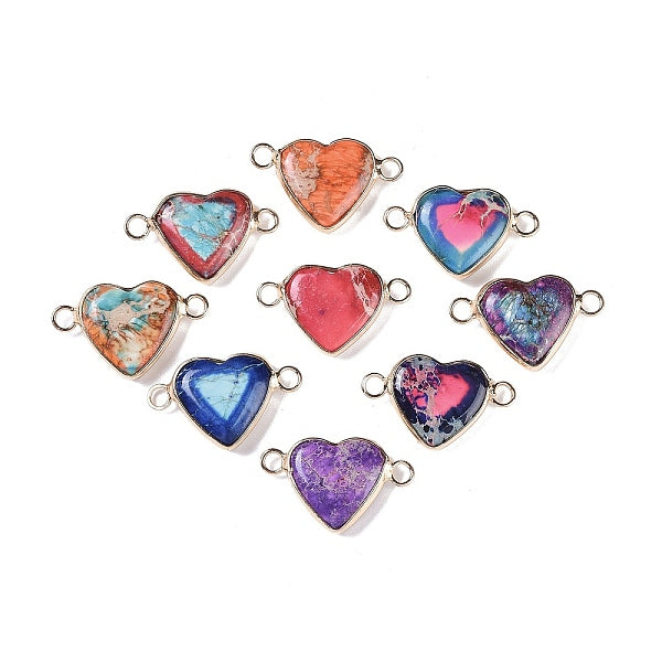 Charms de conector de jaspe imperial sintético teñido