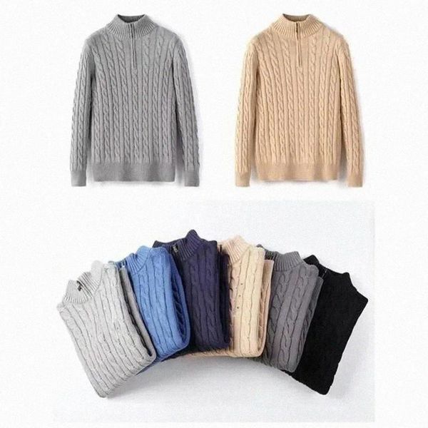 Fashion Mens Designer Sweater Shirts Thick Half Zipper High Neck Warm Pullover Slim Knit Knitting Jumpers Cotton Sweatshirt