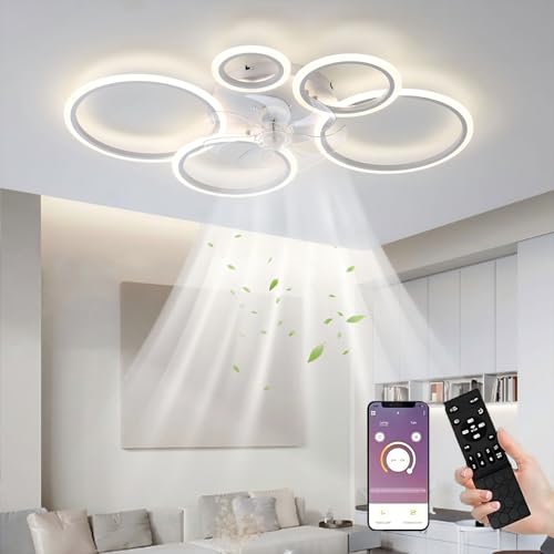 LED Deckenventilator mit Beleuchtung, 100CM Lampe mit Ventilator Und Fernbedienung APP, 80W Deckenlampe Mit Ventilator Deckenventilator mit Licht, Cei