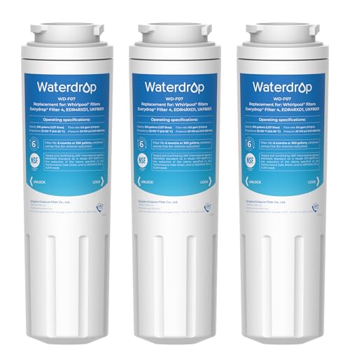 Waterdrop UKF8001 Refrigerator Water Filter 4, Replacement for Whirlpool® EDR4RXD1, EveryDrop® Filter 4, Maytag® UKF8001AXX-750, UKF8001AXX-200, 46