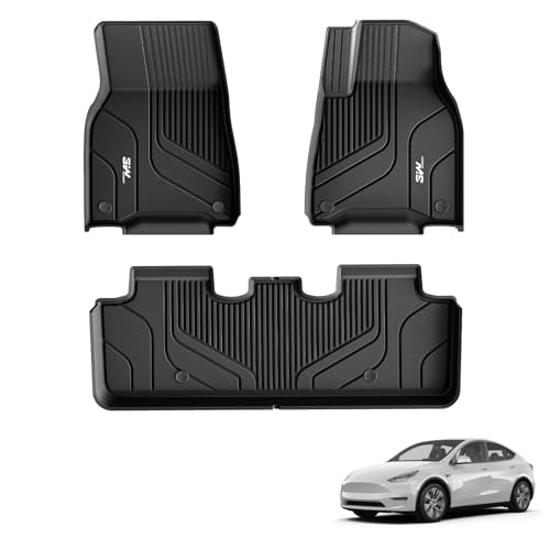 3W Floor Mats Fit for Tesla Model Y 2021-2024 2024 (Not for Juniper), All Weather Dog Friendly TPE Car Mat, Waterproof Anti-Slip Easy to Clean Heavy D