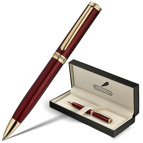 BEILUNER Red Lacquer Gel Pen With 24K Gold Finish, Retractable Pens, Gift Pen Set, Professional, Elegant, Writing, Executive, Office, Nice Fancy Desig