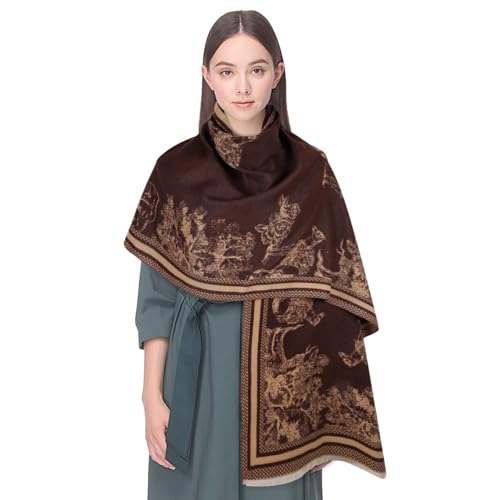 EXTREE Women's Scarf Pashmina Shawls and Wraps for Evening Dress Bridesmaid Wedding Bridal Winter Warm Long Large Scarves Brown