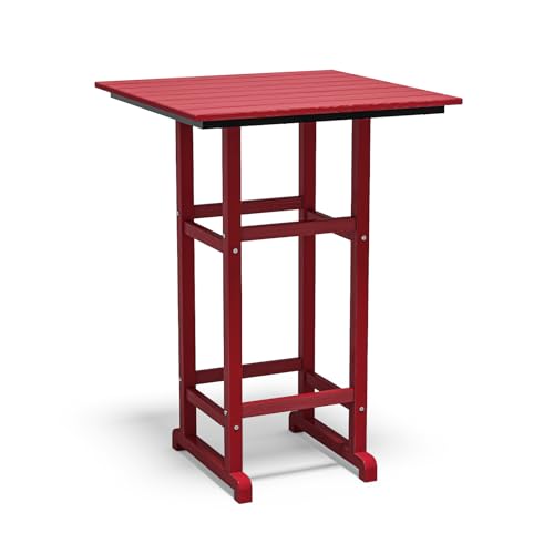 Balcony High Adirondack Bar Table,HDPE All-Weather Outdoor Furniture for Patio Backyard Poolside-Red 1 Bar Table Red