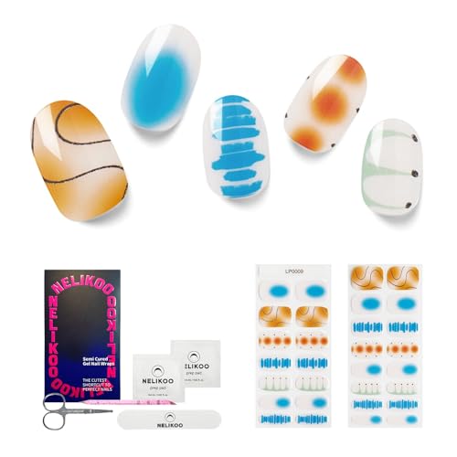 Semi Cured Gel Nail Strips, 30pcs Gel Nail Wraps, 2 Weeks Long Lasting