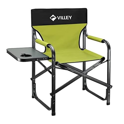 VILLEY Heavy Duty Directors Chair, Folding Camping Chairs, Portable Foldable Chair, for Camp Tailgating Lawn Picnic Fishing Beach, Supports 350 LBS, G