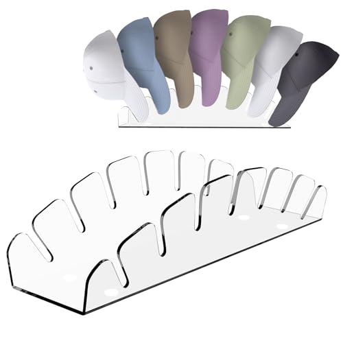 Boloyo Acrylic Semicircular Baseball Hat Display Stand , Clear Half Round Caps Display Holder Organizer , No Install Acrylic Hat Storage Rack for Bedr