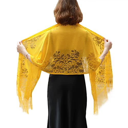 RIIQIICHY Shawls and Wraps for Evening Dresses Scarfs for Women Pashmina Wedding Formal Shawl Yellow-1