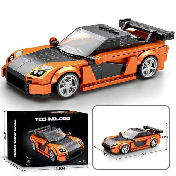 RX-7 Sports Car Model Building Blocks Set 367 PCS Racing Car Creative Ci Vehicle Classic Car Collention Display Building Toy Z250108