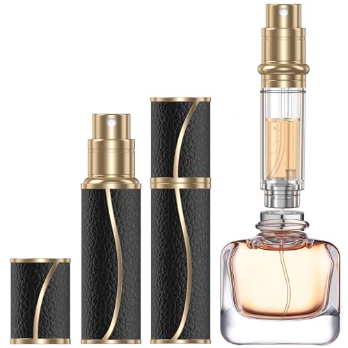 10ml Perfume Travel Refillable Atomizer,Genuine Leather Bottom Filling Perfumes Bottle,Mini Fragrances Dispenser,Portable Cologne Sprayer Pocket Size