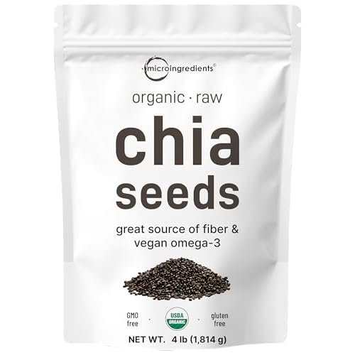 Organic Chia Seeds, 4lbs | Raw Chia Seed Source | Rich in Essential Fiber, Vegan Omega-3, & Plant Based Protein | Great for Baking, Smoothies, Pudding