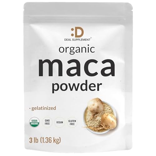 Organic Peruvian Maca Root Powder, 3lbs – Easily Digested Gelatinized Form – Herbal Superfoods Supplement for Men & Women – Supports Immune & En