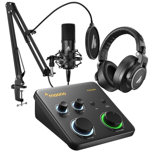 MAONO USB XLR Condenser Microphone Set: PC Computer Podcast Cardioid Metal Mic Kit with Software for Recording, Studio, Singing, YouTube (PS22 Lite+A0