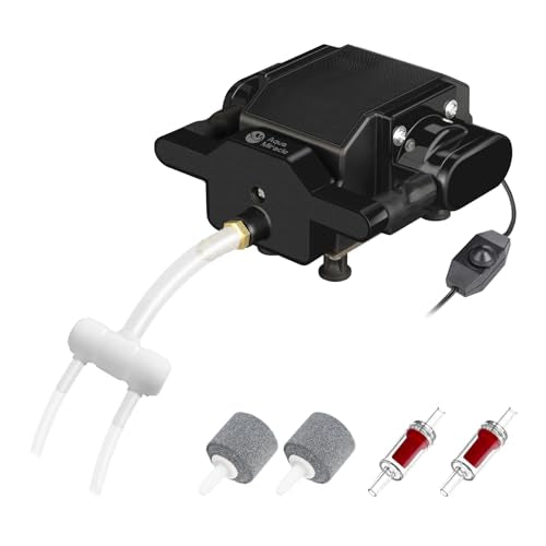 AquaMiracle Quiet Aquarium Air Pump 200-317-475GPH High Pressure Commercial Air Pump Pond Aerator Bubbler Hydroponics Air Pump Oxygen Pump 6W, 200GPH