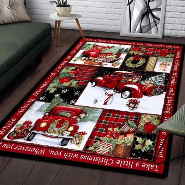 Christmas Snowman Truck Carpet for Living Room Luxury Home Decorations Sofa Table Large Area Rugs Bedroom Bedside Floor MatXJ241101