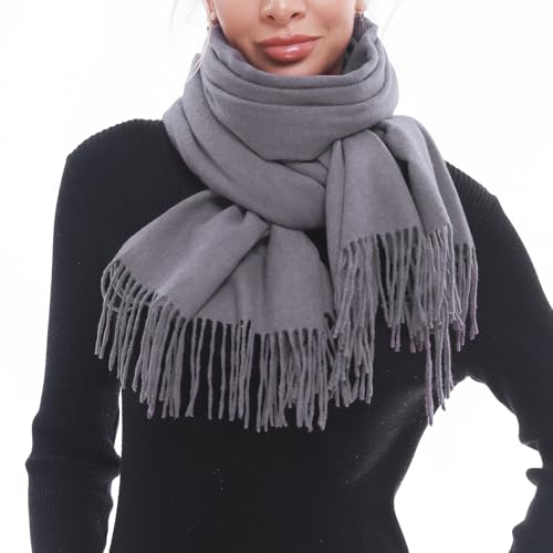 SWAT PANY Scarf for Woman Winter Warm Scarves Pashmina Shawls and Wraps Oversized Scarf Middle Grey