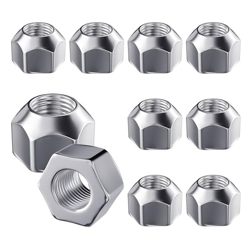 10 PCS 1-2-20 Inch Lug Nuts, 509 Trailer Lug Nuts Open End Acorn Lugs, Zinc Plated Wheel Tire Lugs Replacement for 1-2" Wheel Lug Studs Dexter EZ Lube