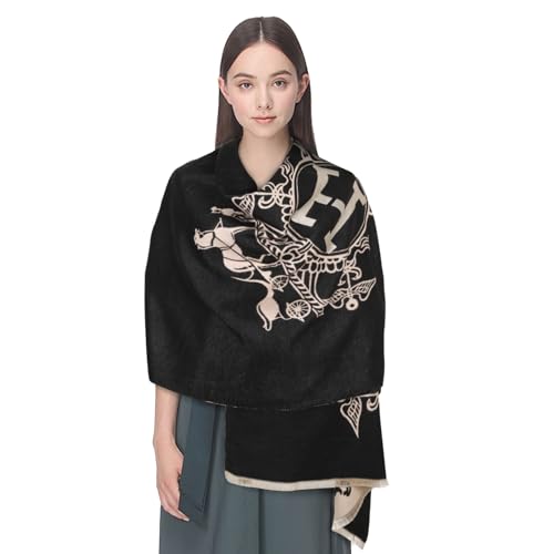 EXTREE Women's Scarf Pashmina Shawls and Wraps for Evening Dress Bridesmaid Wedding Bridal Winter Warm Long Large Scarves Black Big H Knight Carriage