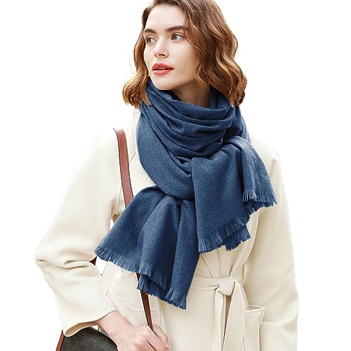RIIQIICHY Scarfs for Women Pashmina Shawl Wraps for Evening Dresses Women Scarf for Wedding Large Winter Scarves Navy Blue