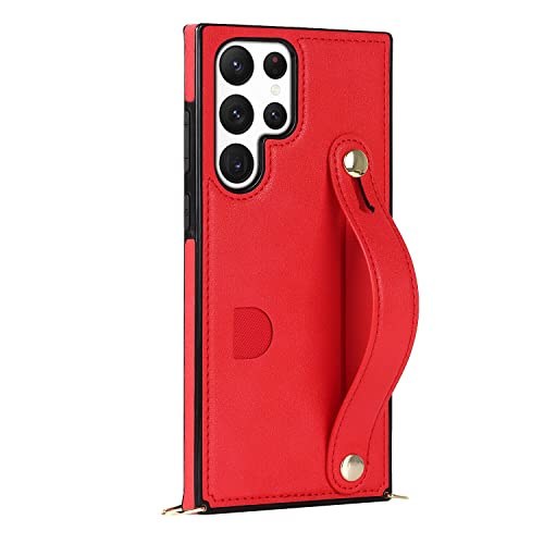 for Samsung Galaxy S23 with Wrist Strap and Lanyard, Card Holder Phone case with Multi-Functional Stand and Scratch-Resistant, Anti-Drop Protection.�