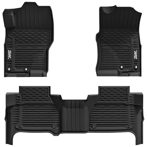 3W Floor Mats for Nissan Frontier 2025-2022 Crew Cab(Not Fit King Cab), All Weather TPE Custom Fit Car Liner for Frontier Crew Cab Pickup, Black 4.Fro