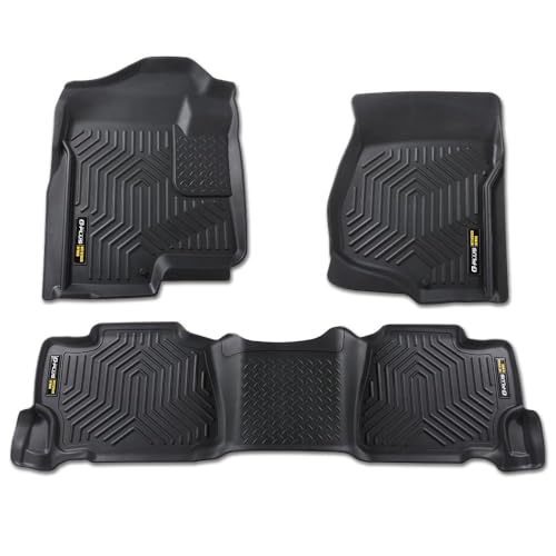 G-PLUS Floor Mats Cargo Liners,Fit Chevy Silverado-GMC Sierra 1500 Crew Cab 2007-2013,Fit Silverado-Sierra 2500 3500 Crew Cab 2007-2014,TPE Floor Line
