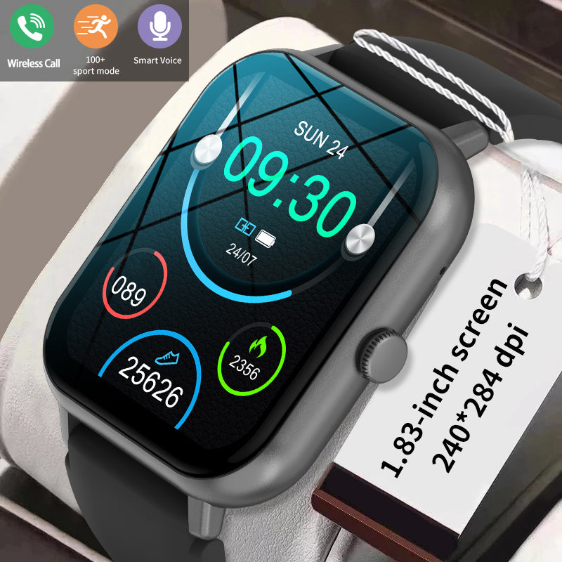 LIGE 1.82-inch Square Color Screen Smart Watch Multi functional Waterproof Step Counting Alarm Clock Wireless Call Message Push Watch