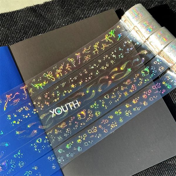 2016 Korean Ins Silver Decoration Tape Handbook Scrapbooking Collage Material PET Sticker Roll School Stationery 240830