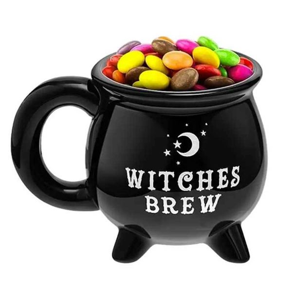 Witch Brewing Cup Witch Pot Cup Halloween Cup Decoration Pot Coffee Cup Black Ceramic Beverage Decoration CL240905