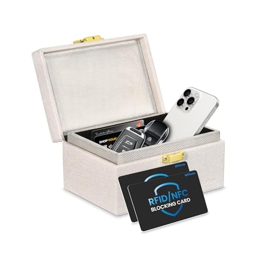 WHonor White Faraday Box, Keyless Entry Car Key Signal Blocker, Anti-Theft Signal Shielding Cages Safe Protector, RFID Blocking Card 2 Pack Included