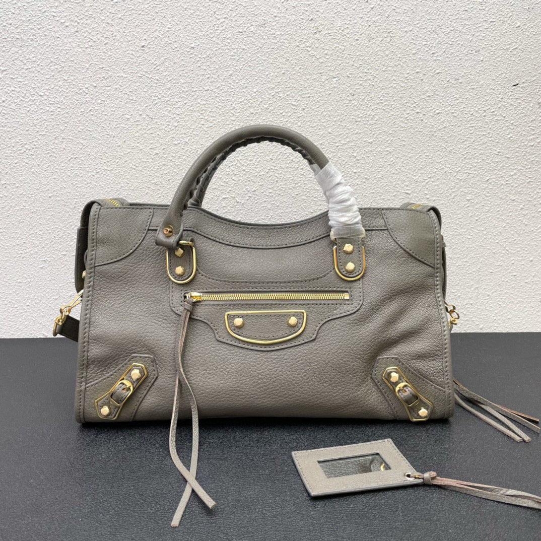 7A Luxury Designer Tote Bags Baleciaga Women Handbag Crossbody Motorcycle Bag Goat Skin Leather Fashion Trend Ladies Rivet Decoration with Mirror