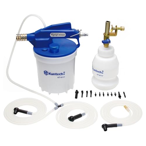 Vacuum Brake Bleeder Kit with 2L Brake Fluid Extractor and 1L Refilling Bottle, One Person Pneumatic Vacuum Bleeder Tools, Air Pressure Brake Bleeder