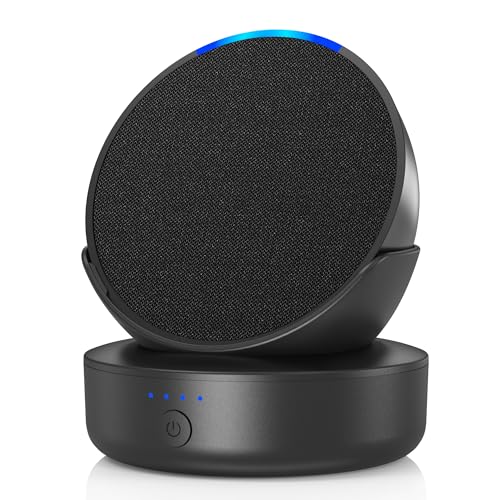 PlusAcc Battery Base for Echo Pop - 5000mAh Portable Charger Stand Holder, Rechargeable Charging Dock Station for Echo Pop & Xidaodu Speaker (Black) C