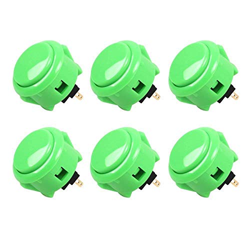 SANWA 6 pcs OBSF-30 Original Push Button 30mm - for Arcade Jamma Video Game & Arcade Joystick Games Console (Green) S@NWA 30mm Green
