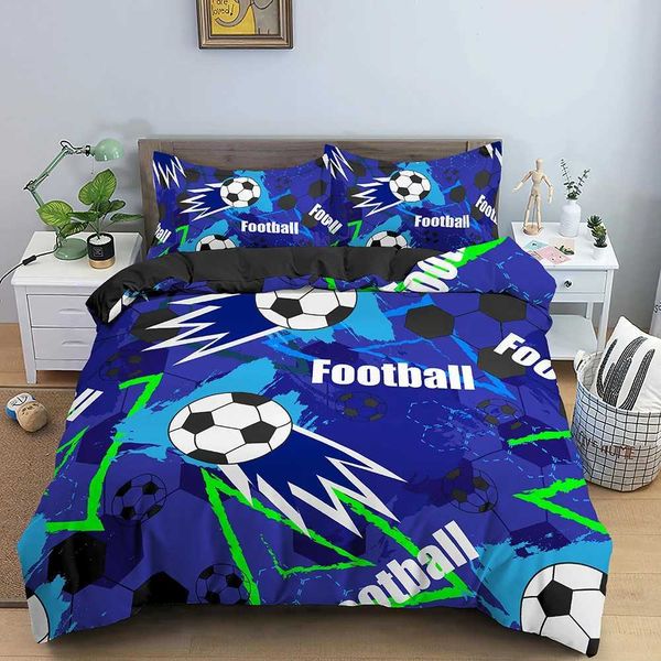 3D football printed down duvet cover-extra large football sports bedding set for boys and children gift ball game themed duvet cover low box