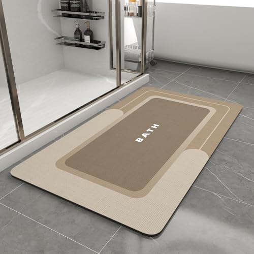 Bath Mat-Bathroom Mat Rug Non Slip Super Absorbent Stain Resistant Quick Dry Thin Bathroom Rug-Bath Mats for Bathroom Floor Bathtub Vanity-Bathmat Bat