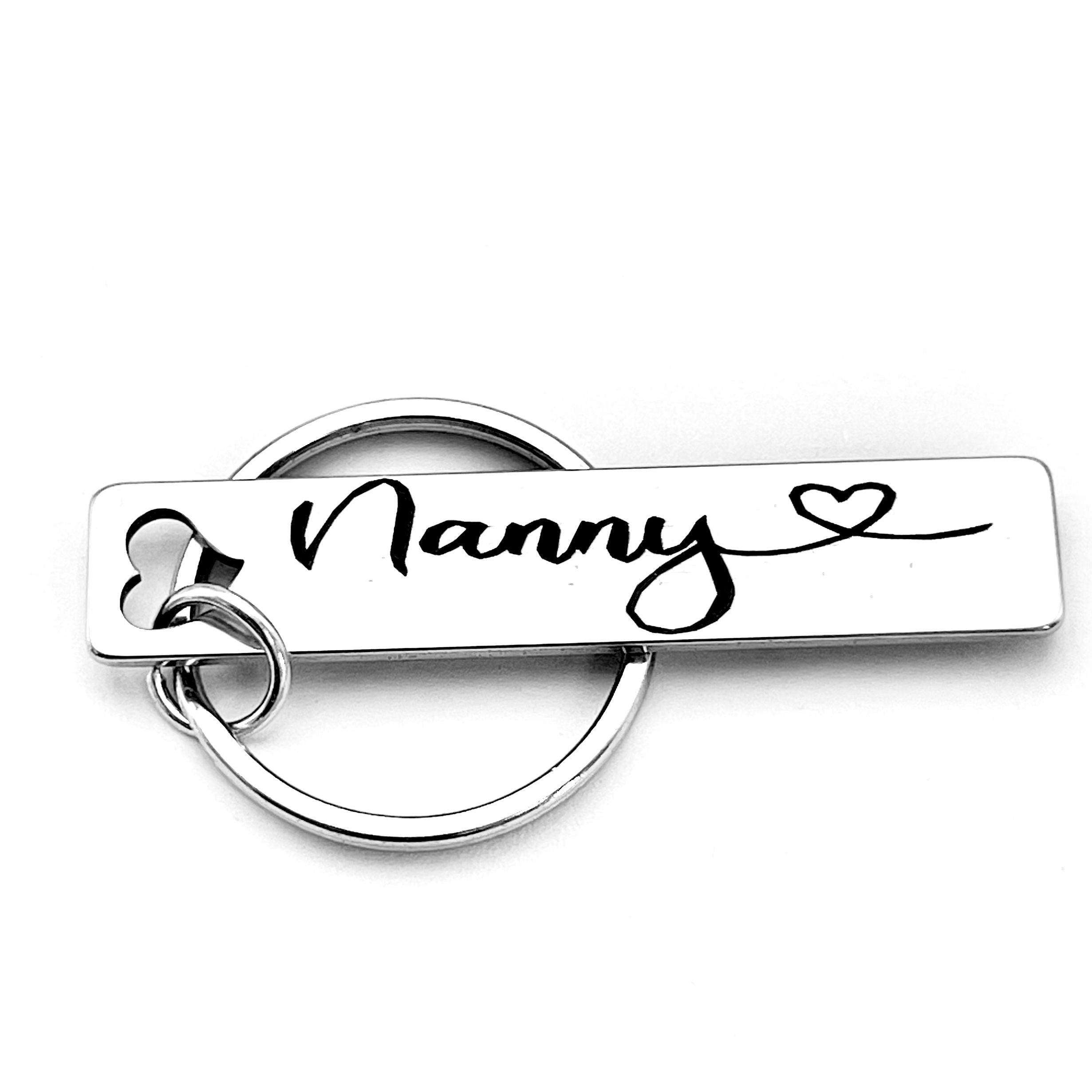 TEMU Personalized Stainless Steel "nanny" Keychain With , Engraved Nanny Keyring, Metal Key Pendant, With Ideal Gift For Nanny