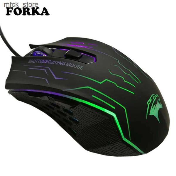 FORKA Silent Click USB Wired Gaming 6 Buttons 3200DPI Mute Optical Computer Mouse Gamer Mice for PC Laptop Notebook Game J241220